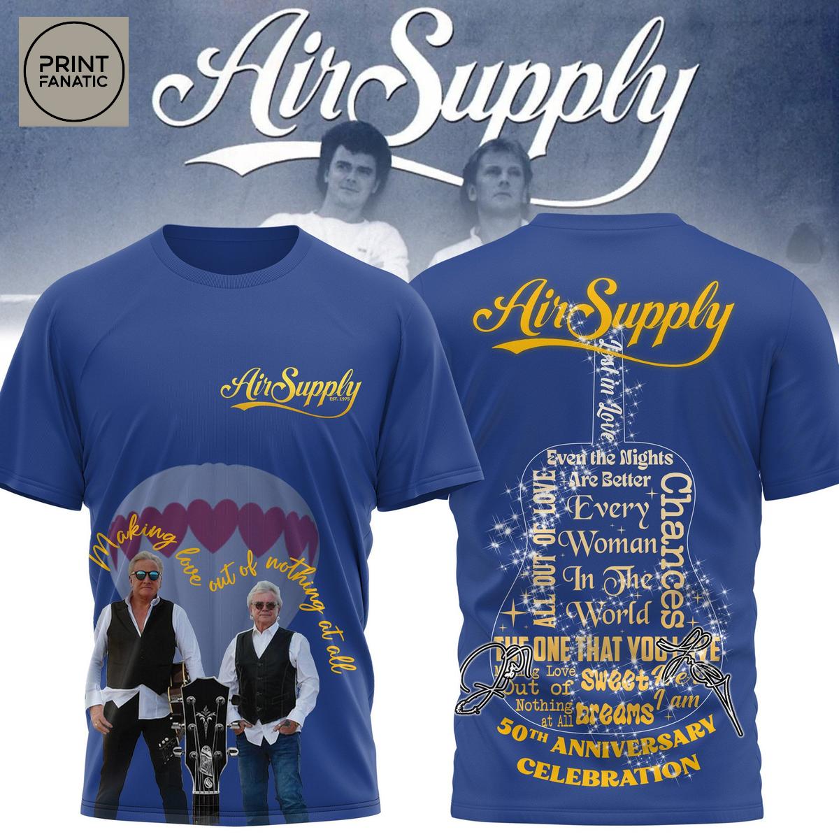 Air Supply 50th Anniversary Celebration Hoodie T Shirt Air Supply 50th Anniversary Celebration Hoodie T Shirt