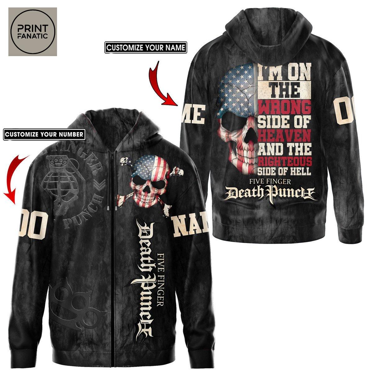 Five Finger Death Punch American Skull Black Personalized Hoodie T Shirt Five Finger Death Punch American Skull Black Personalized Hoodie T Shirt