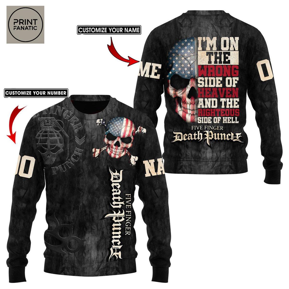 Five Finger Death Punch American Skull Black Personalized Hoodie T Shirt Five Finger Death Punch American Skull Black Personalized Hoodie T Shirt