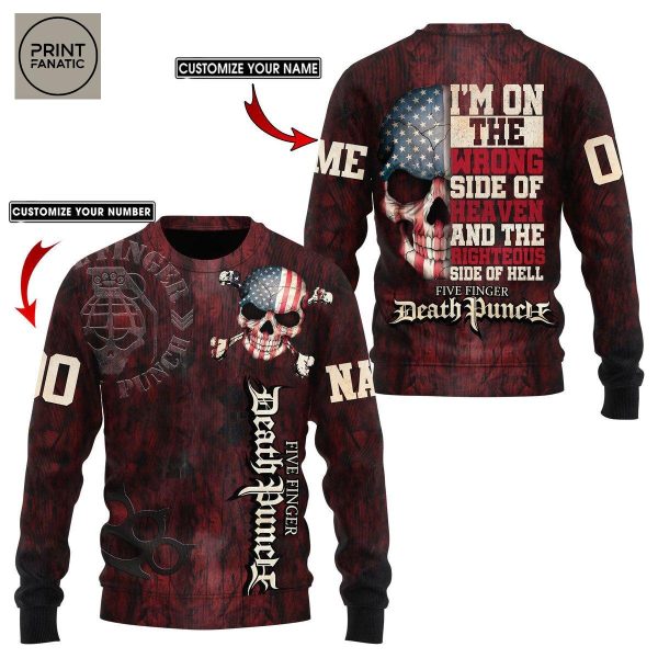 Five Finger Death Punch American Skull Hoodie T Shirt