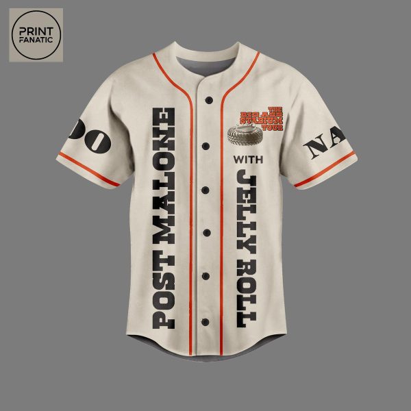 Post Malone Jelly Roll Big Ass Stadium Tour Personalized Baseball Jersey