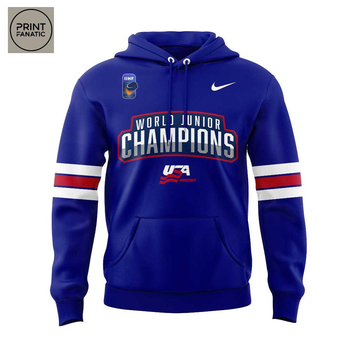 USA Hockey 2025 IIHF Men World Champions Blue Hoodie T Shirt USA Hockey 2025 IIHF Men World Champions Blue Hoodie T Shirt
