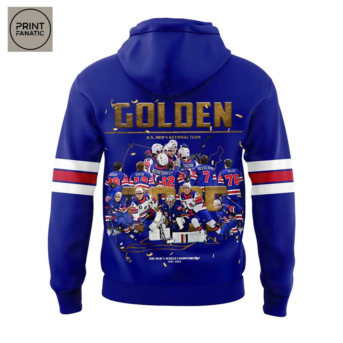 USA Hockey 2025 IIHF Men World Champions Blue Hoodie T Shirt USA Hockey 2025 IIHF Men World Champions Blue Hoodie T Shirt
