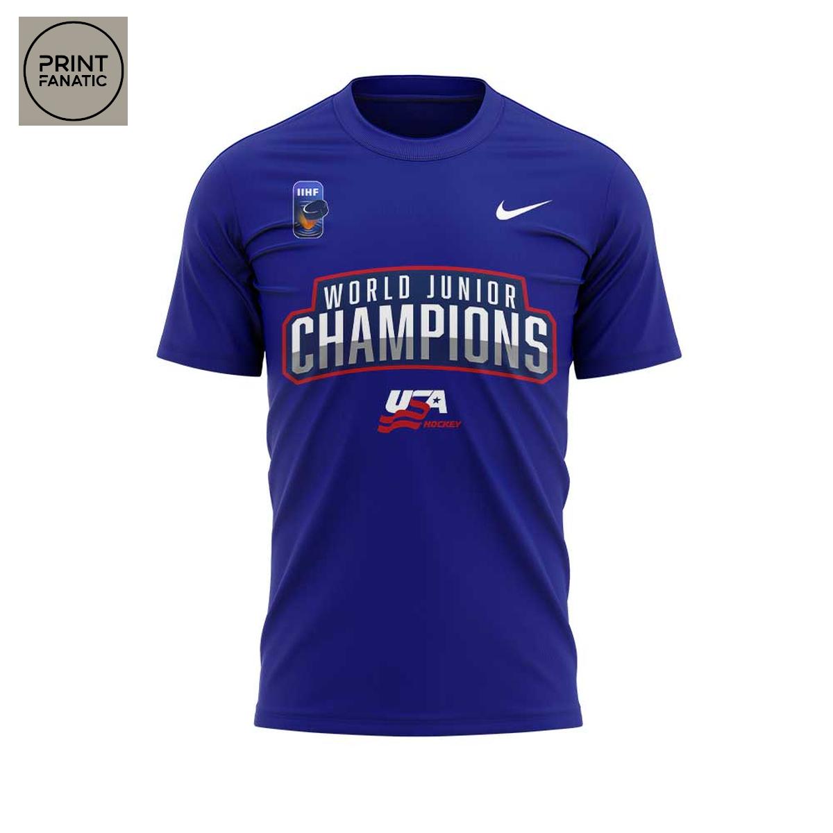 USA Hockey 2025 IIHF Men World Champions Blue Hoodie T Shirt USA Hockey 2025 IIHF Men World Champions Blue Hoodie T Shirt